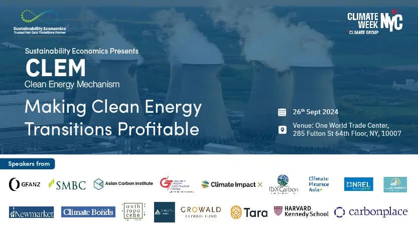 Sustainability Economics to Host Full-Day Workshop at Climate Week NYC 2024