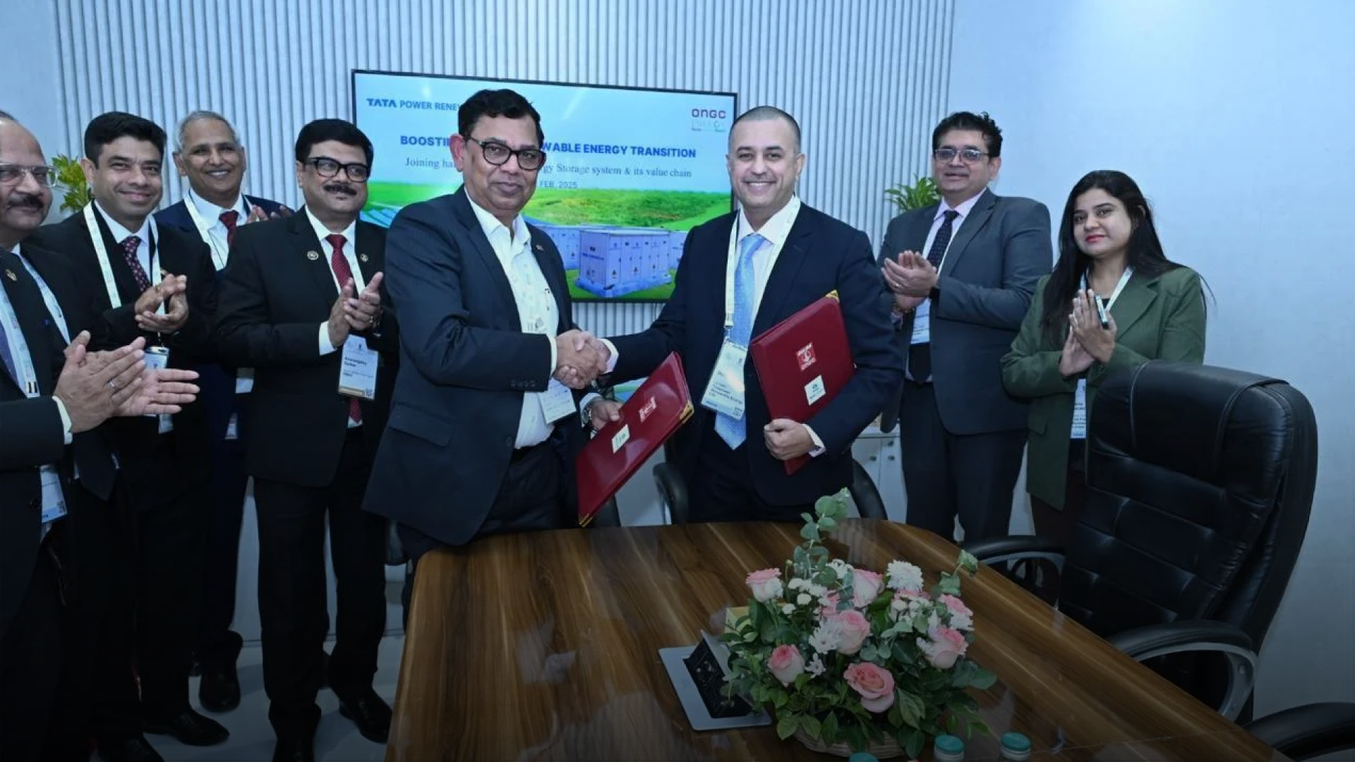 ata Power Renewable Energy and ONGC sign MoU at India Energy Week 2025, aiming to enhance India's energy transition through innovative BESS solutions (Image Credits: Tata Power)