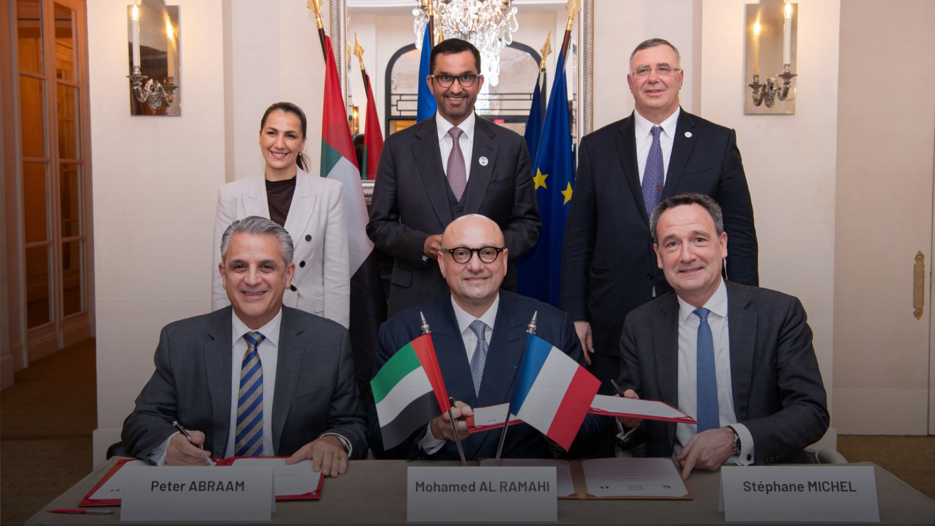 Masdar, TotalEnergies, and EPointZero sign Framework for Action to boost clean energy in Asia and Africa during UAE-France summit. (Image Credits: LinkedIn/ Masdar)