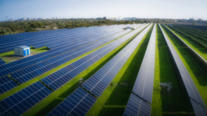 A solar park image used to represent the Camino Solar Project.