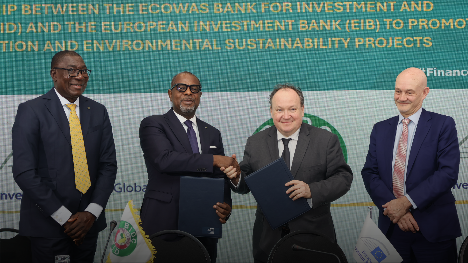 Signatories from EIB and EBID at the MoU signing event. (Image Credits: X/ @BIDC_EBID)